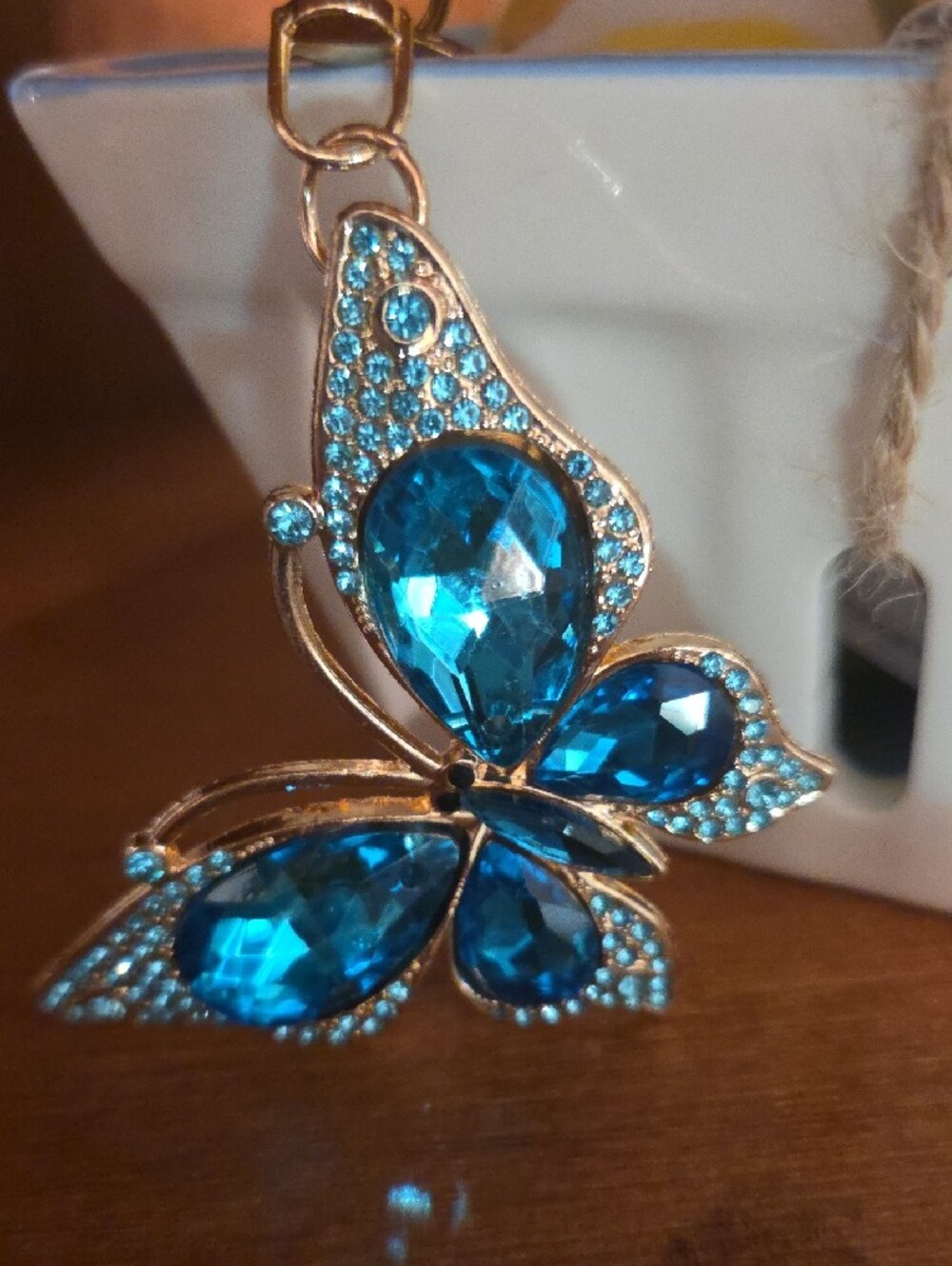 Beautiful Blue Crystal Butterfly Bag Charm - Picture 3 of 4